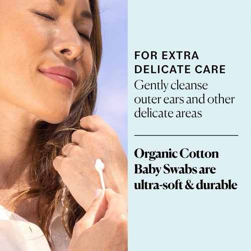 Sky Organics - Organic Baby Cotton Swabs, 180 ct. - Ultra Soft Baby Safe Tips - Strong & Durable - Hypoallergenic - Chlorine Free - with Ebook - Natural, Vegan & Cruelty Free - Skin Care & Baby Care
