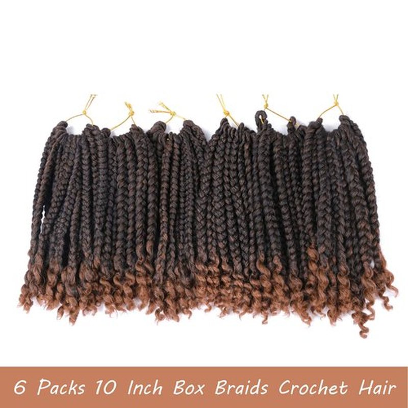 6 Packs Crochet Box Braids Curly Ends 10 Inch Bohemian Box Braids Crochet Hair for Black Women (T30, 10 Inch)