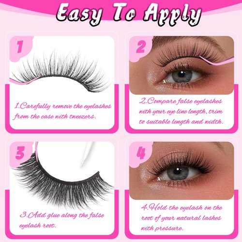 Veleasha Lashes 5D Faux Mink Lashes 100% Handmade Fluffy Fake Eyelashes C Curl Lightweight Wispy False Eyelashes Luxurious Soft Lashes 5 Pairs Pack (5D32)
