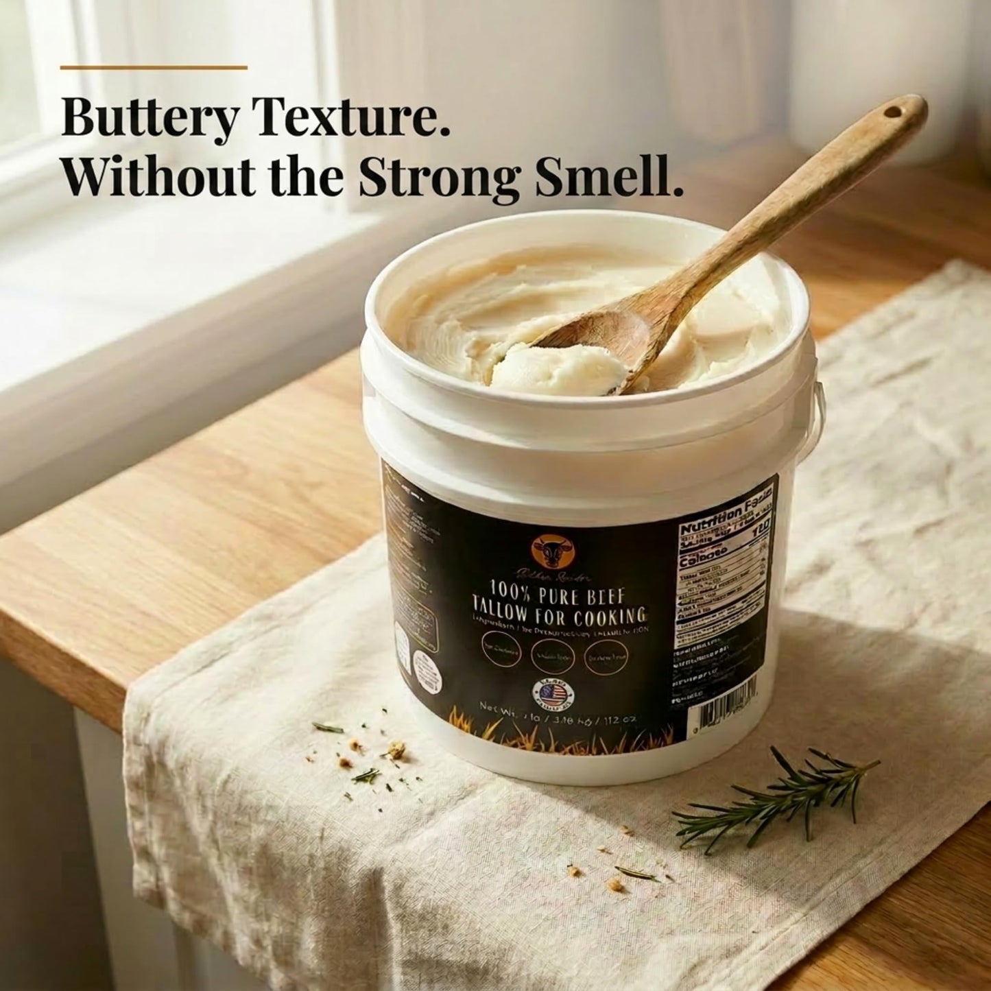 100% Pure Beef Tallow for Cooking & Deep Frying - 7lb Bulk Size - Food Grade Non-GMO | Nose to Tail | Made in USA | Gluten-Free | Great For Roasting, Baking, Cast Iron Seasoning, Candles, & Soap