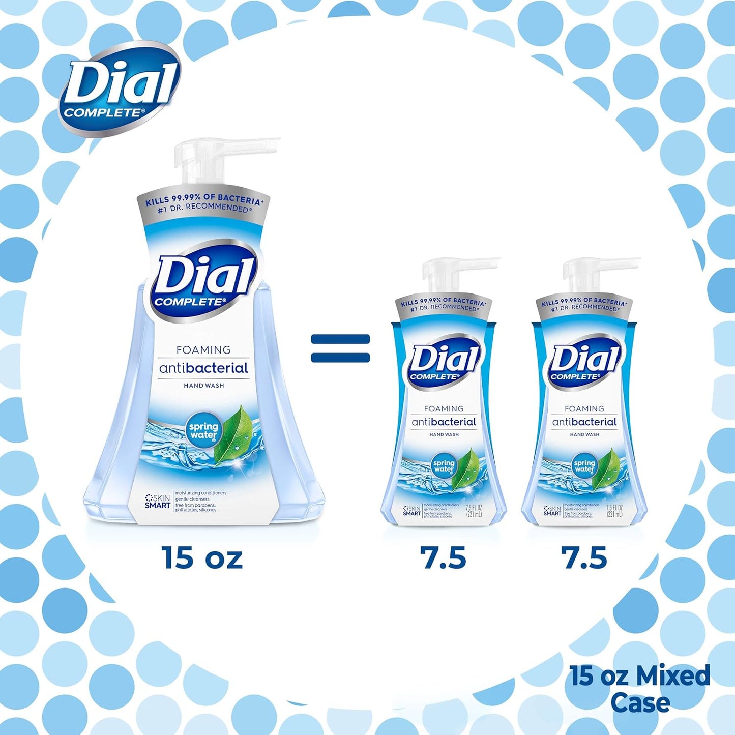 Dial Complete Antibacterial Foaming Hand Wash, Coconut Water/Soothing White Tea, 15 fl oz (Pack of 4)