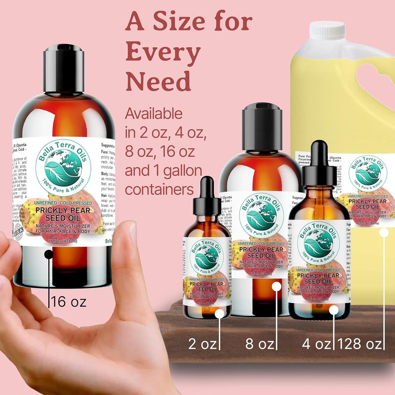 Pure Prickly Pear Seed Oil – High Vitamin E for Skin & Hair | 1 Gallon, Non-Greasy, Rapid Absorption