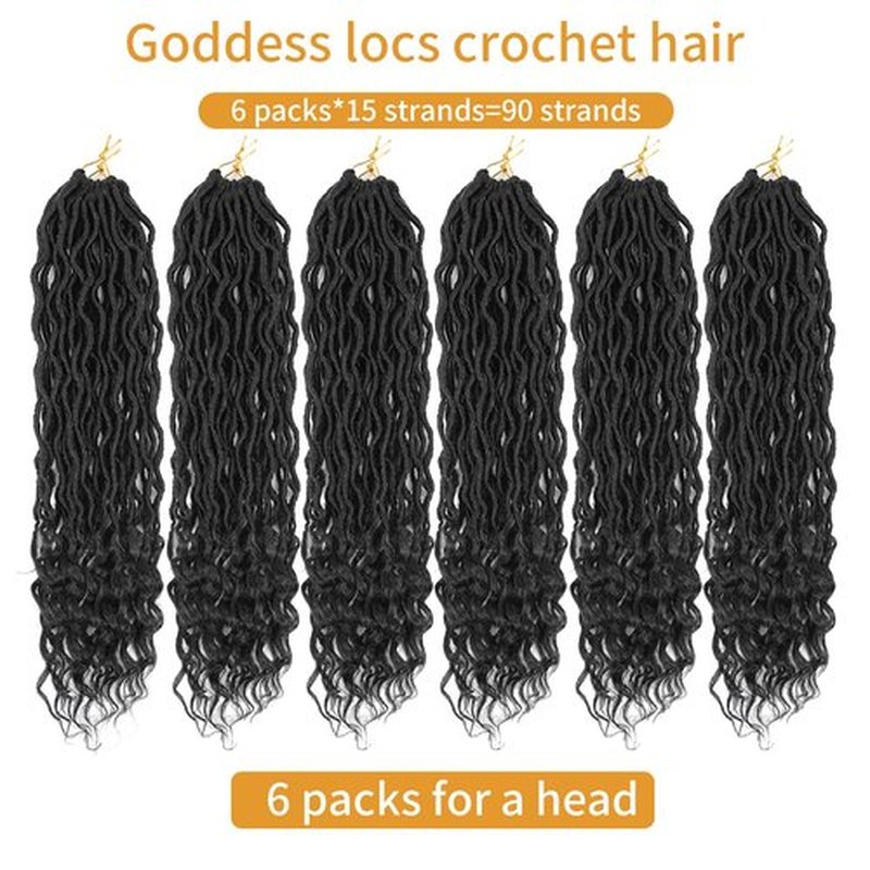 Goddess Locs Crochet Hair 18 Inch 6 Packs Faux Locs Crochet Hair Pre Looped Crochet Hair for Black Women Soft Faux Locs with Curly Ends(1B, 18 in, 6 Pack)