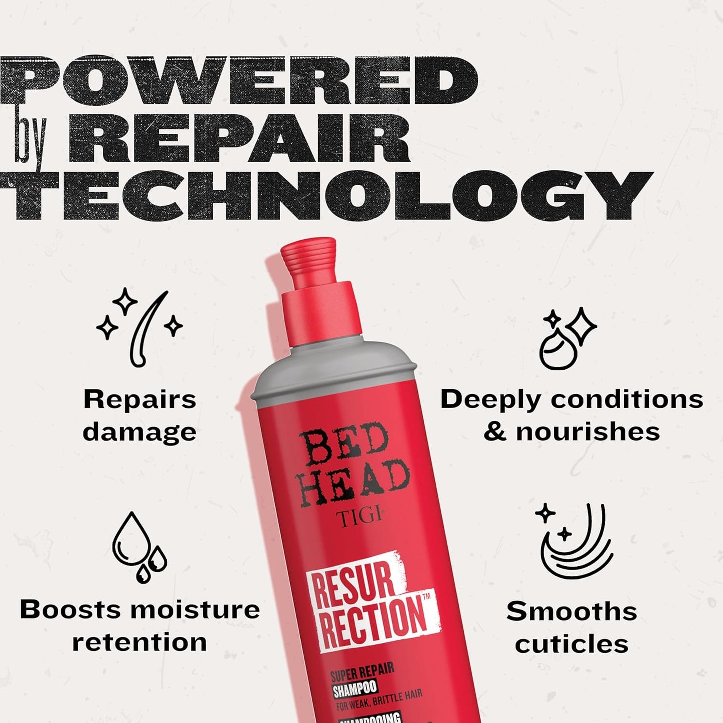 Bed Head Resurrection Shampoo for Damaged Hair - 13.53 fl oz (Pack of 2)