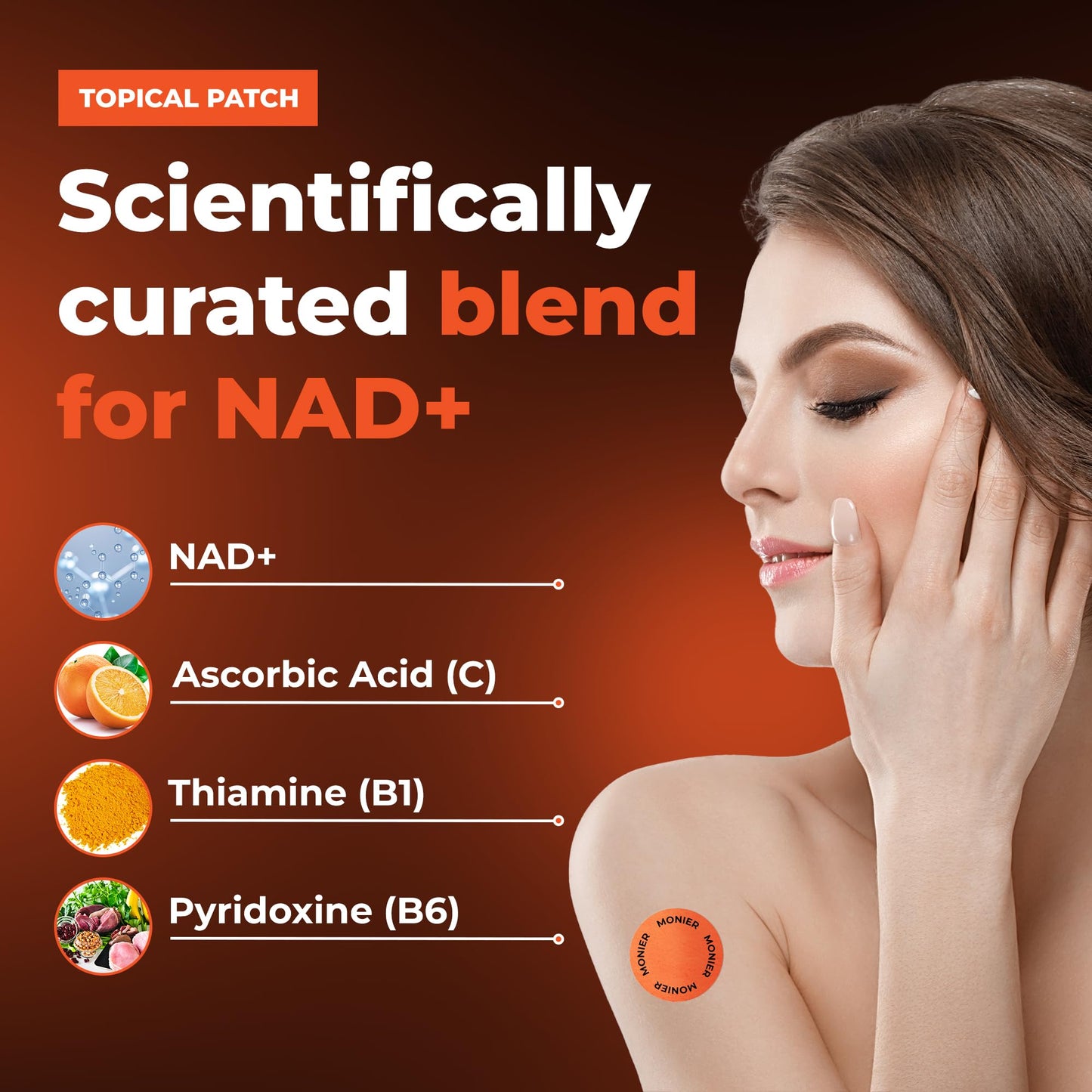 MONIER NAD Patches for Women & Men | NAD+ Patch for Energy & Healthy Aging | with CoQ10 & Nicotinamide | 60 Day Supply