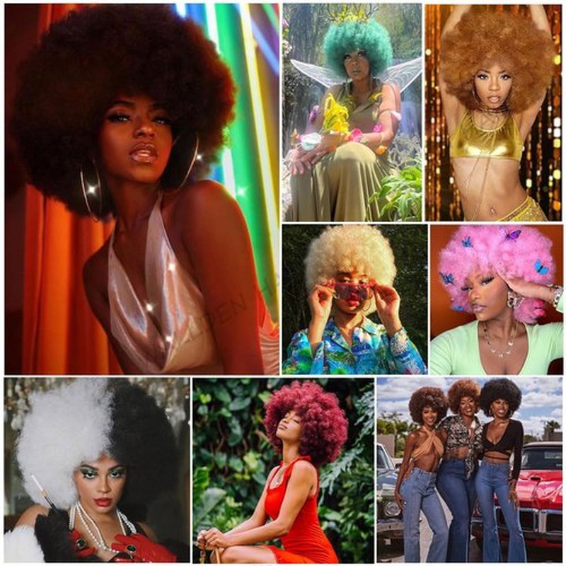 Wallden Hair 70s Afro Wig for Black Women-Mix Blonde Afro Curly Wigs Bouncy and Fluffy Synthetic Afro Puff Hair Wigs for Daily Party Costume Cosplay Halloween （Mix Blonde,10inch）