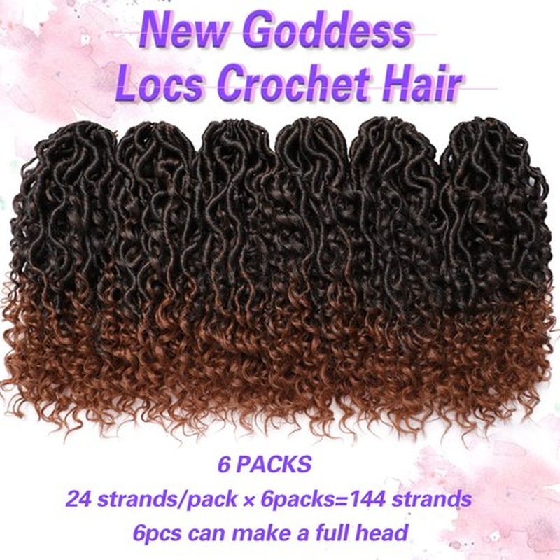 Goddess Locs Crochet Hair 12Inch 6Packs Curly Faux Locs Crochet Hair River Locs Goddess Wavy Crochet With Short Curly Hair Bohemian Hippie Locs Crochet Braids Synthetic Hair Extension For Black Women