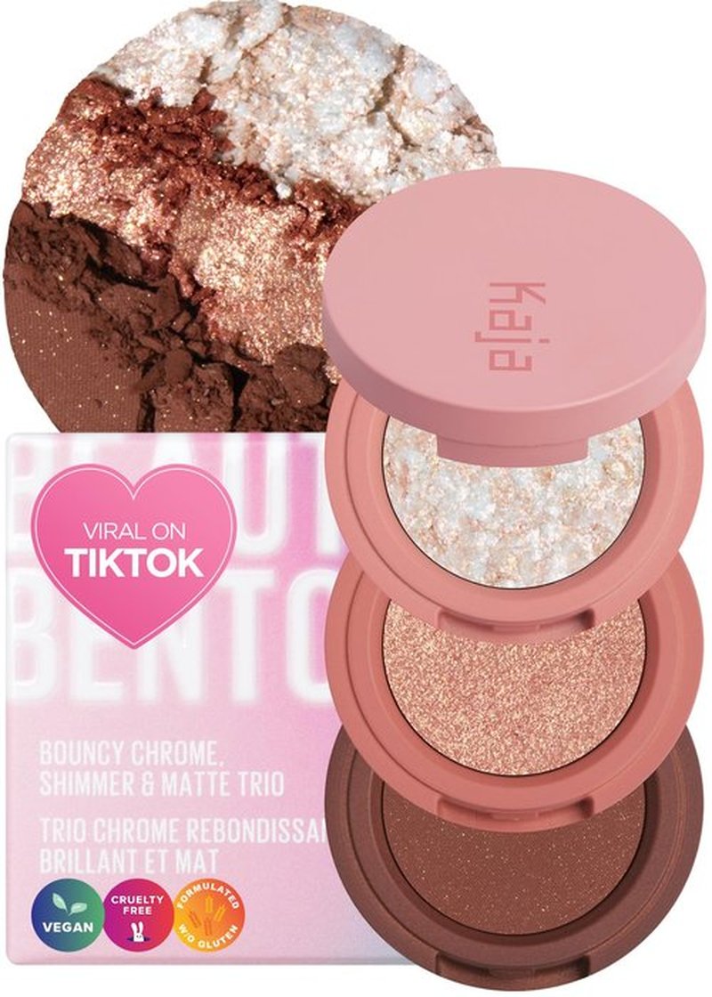 KAJA Beauty Bento Collection | Mosaic chrome + Shimmer + Matte | 18 Coral Sunrise - Coral Peach | 2019 Best of Beauty Award in Glitter-Pressed Category