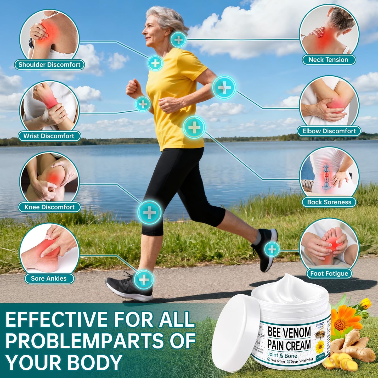 CHANGARLOAD New Zealand Bee Venom Cream for Body Part, 2 PCS Specially Selected Bee Venom Cream, Designed for Daily Care of Back, Neck, Hands, and Feet, Comfortable Care Experience