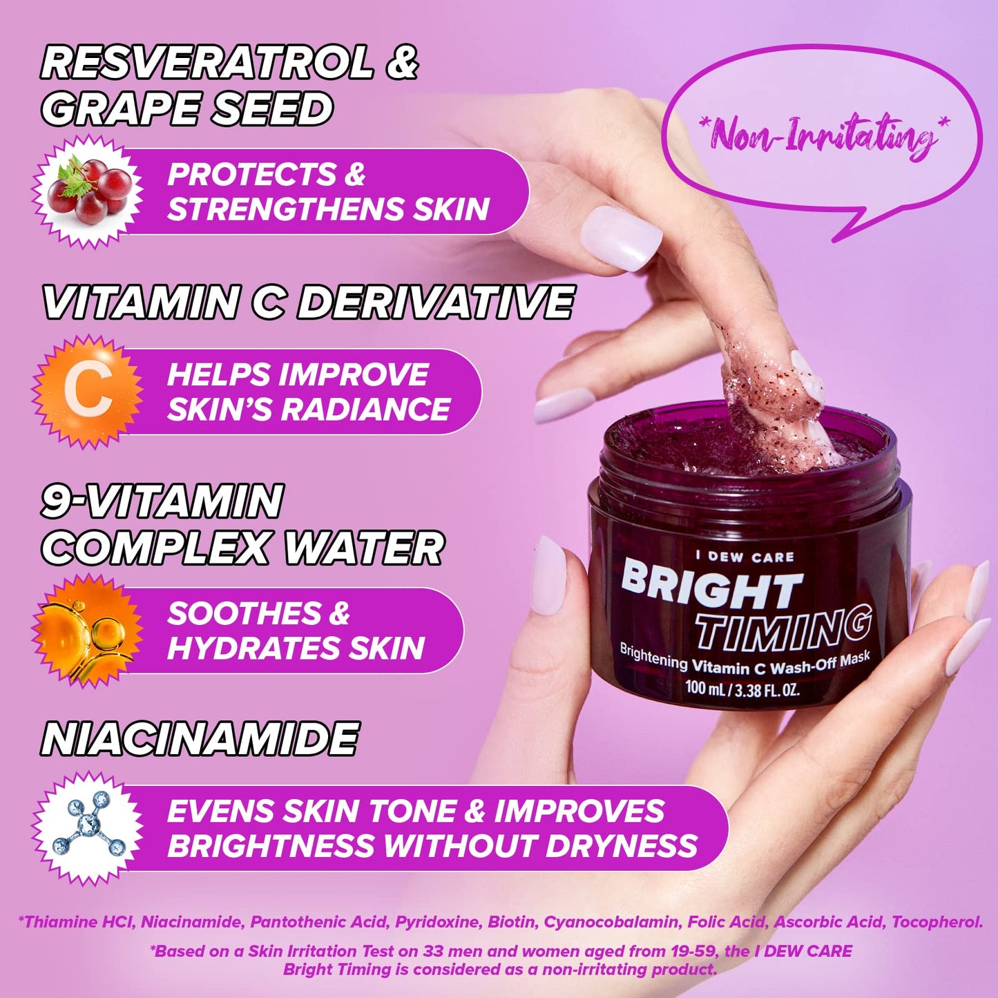 I DEW CARE Wash-off Mask - Bright Timing | Brightening, Hydrating, Refreshing, with Vitamin C, Non-irritating, Glow Skin, 3.38 Fl Oz