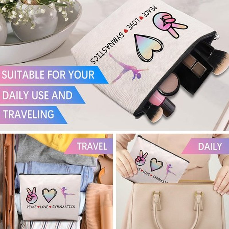 CEASQVAA Cosmetic Makeup Bag Gifts for Gymnastics Lover Women, Gymnastic Coach Gift, Gymnastics Athletics Birthday Gifts for Her Friend Sister Daughter
