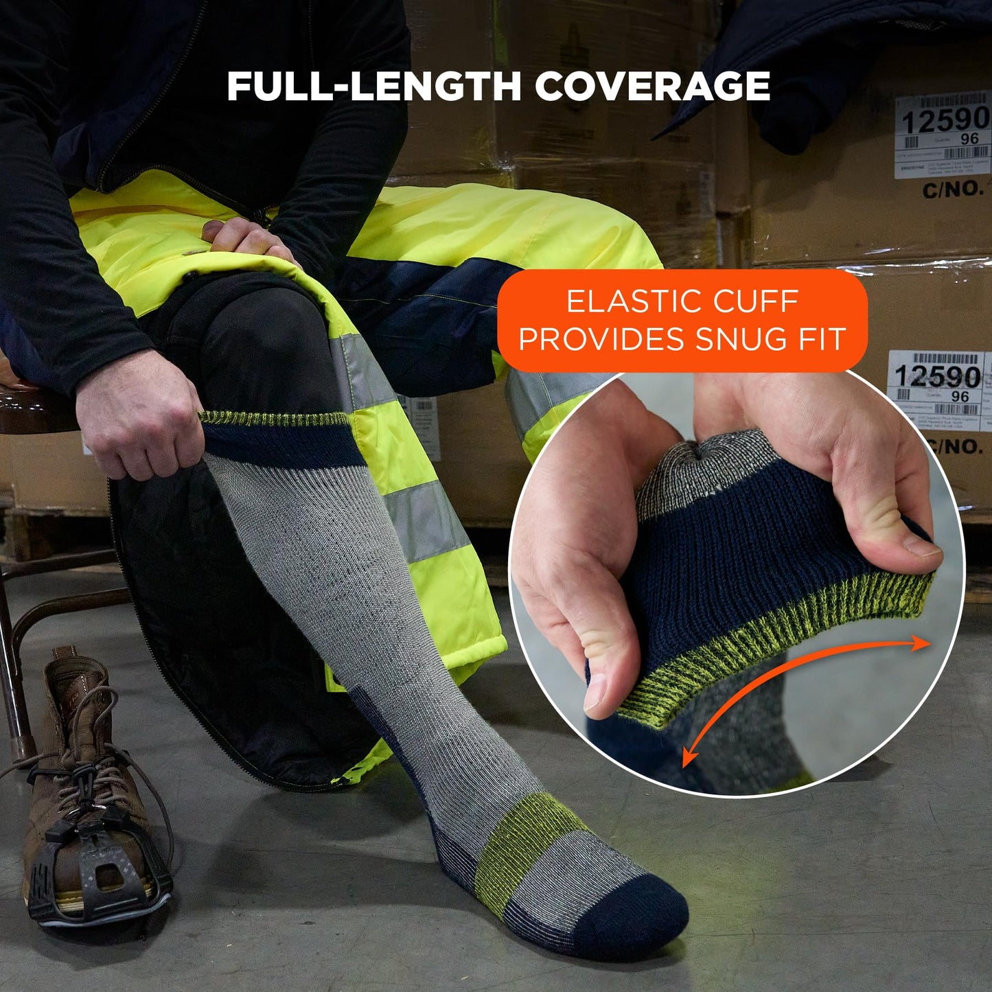 Ergodyne N-Ferno 6494 Freezer Socks, Merino Wool Blend, Moisture Wicking, Cold Storage Work Gear