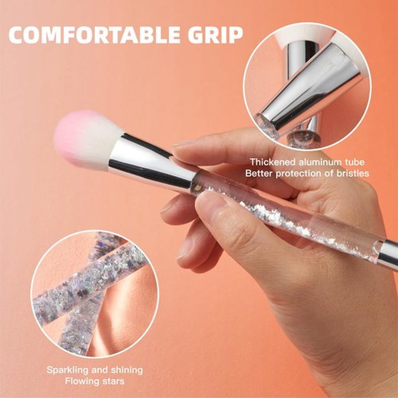 RAEEIKPHZ Travel Makeup Brush Set White,Foundation Grey Transparent Unique Liquid Flows Handle Blush Powder Fan Lip Eye Shadow Blender Eyebrow Brush Sets for Girls Lady Gift Present