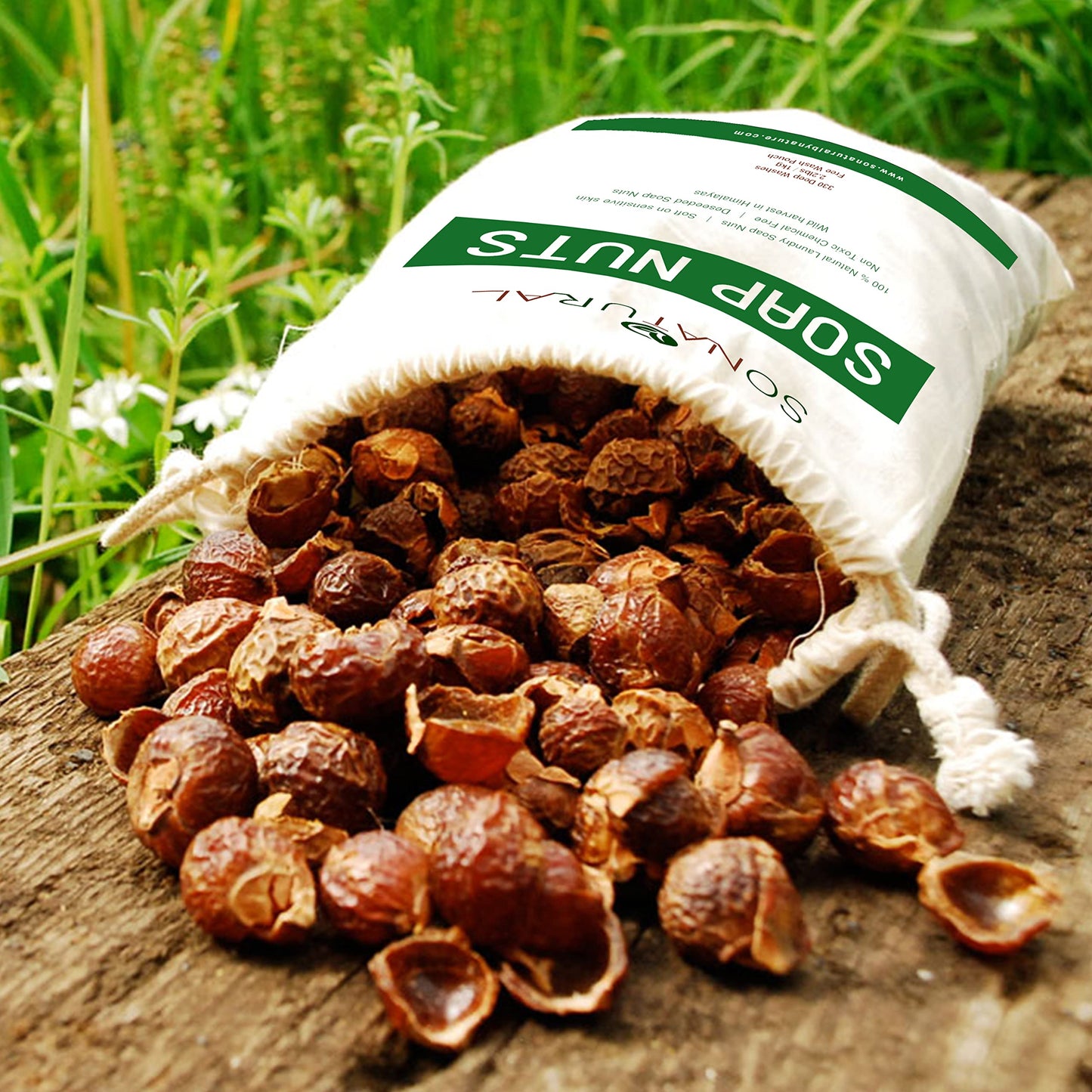 SoNatural Organic Soap Nuts Wash Bag Included - Deseeded Soap Berries | Hypoallergenic Laundry Detergent for Sensitive Skin & Baby Clothes| Fragrance & Sulfate-Free Shampoo (1kg / 35.2 oz)