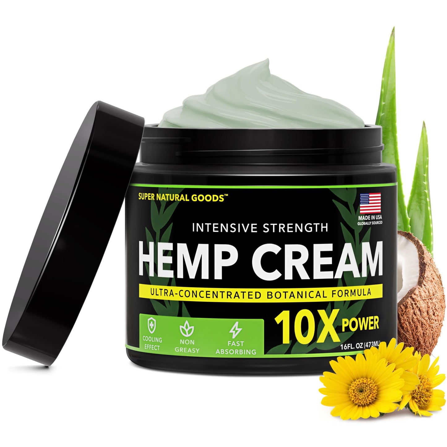Super Natural Goods Hemp Cream | Botanical Cream with a Cooling Sensation for Localized Application | 16 oz