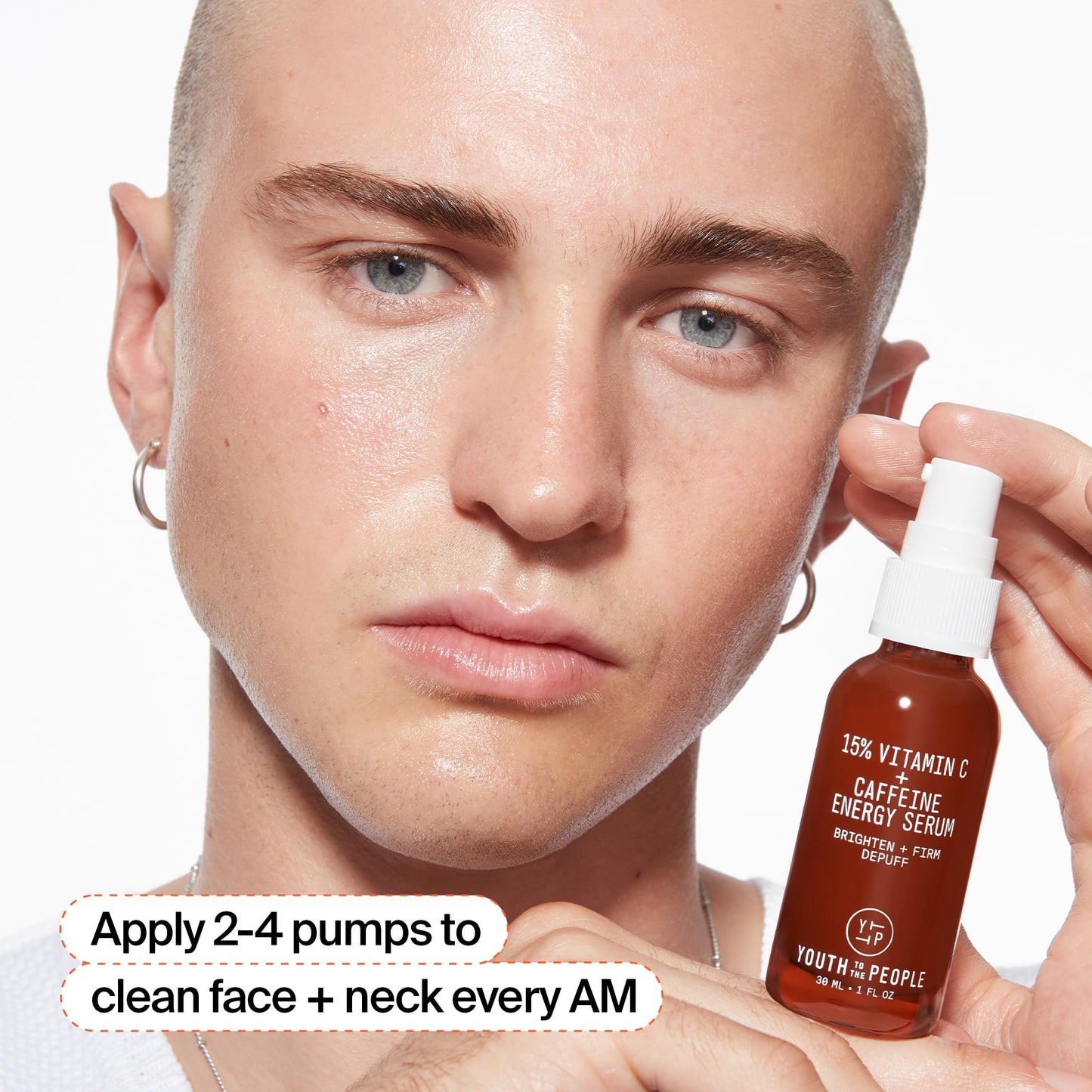 Youth To The People 15% Vitamin C + Caffeine Energy Brightening Face Serum for Uneven Tone - Reduce Puffiness, Improve Texture, Treat Dark Spots + Dullness, Antioxidants Day Serum, Vegan - 0.27 fl oz