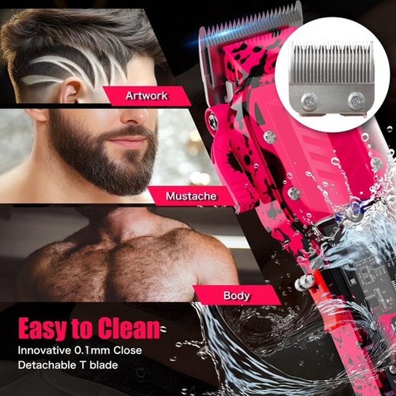 Professional Hair Clippers for Men, Cordless Barber Clippers for Hair Cutting & Grooming, LED Display Hair Clippers Set for Barber Haircut with 8 Fade Taper Combs