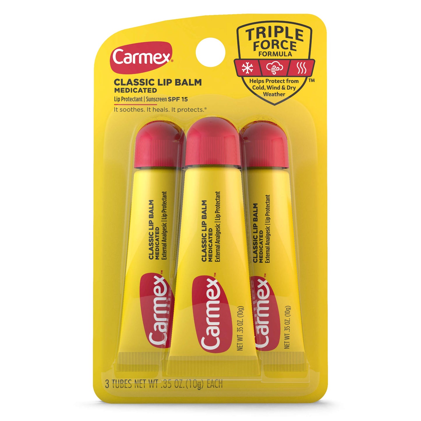 Carmex Original Flavor Moisturizing Lip Balm Tube Value Pack,0.35 Ounce (3 Count)