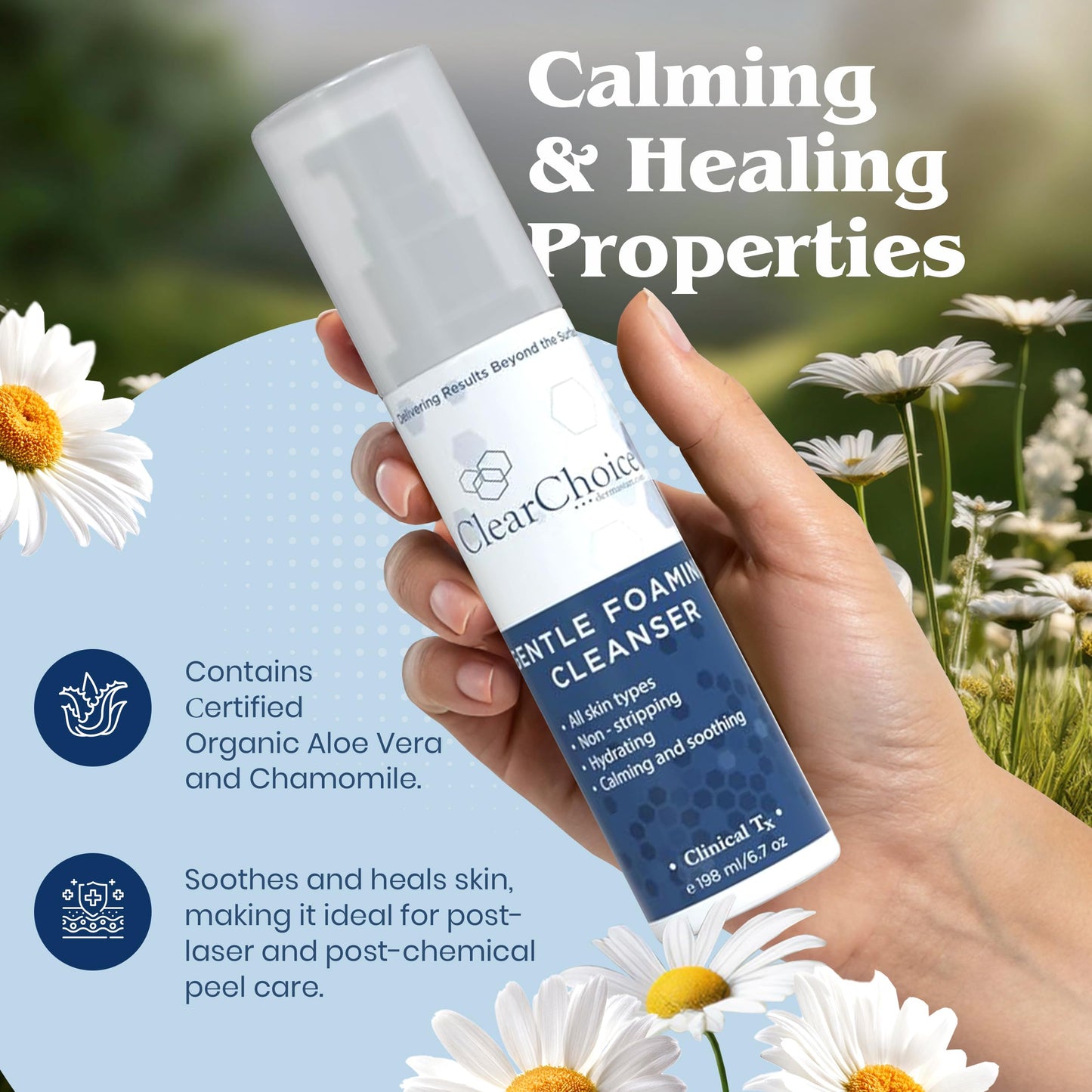 Clear Choice Gentle Foaming Cleanser 6.7oz – Soap-Free, SLS-Free Face Wash for Sensitive, Acne-Prone Skin – Restores pH Balance, Removes Makeup, Ideal for Post-Peel and Post-Laser Care