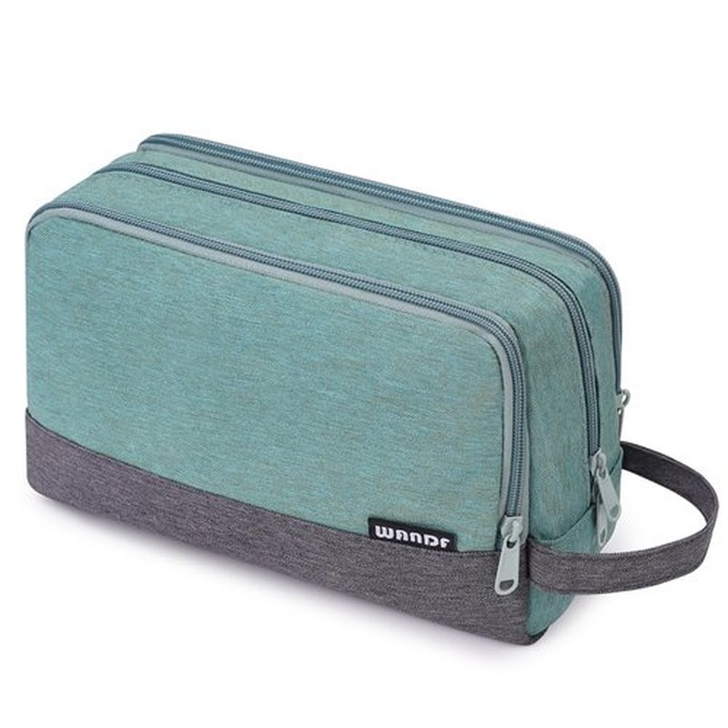 Toiletry Bag for Men Hanging Dopp Kit Water Resistant Shaving Bag Small Toiletry Bag for Traveling (turquoise on gray)
