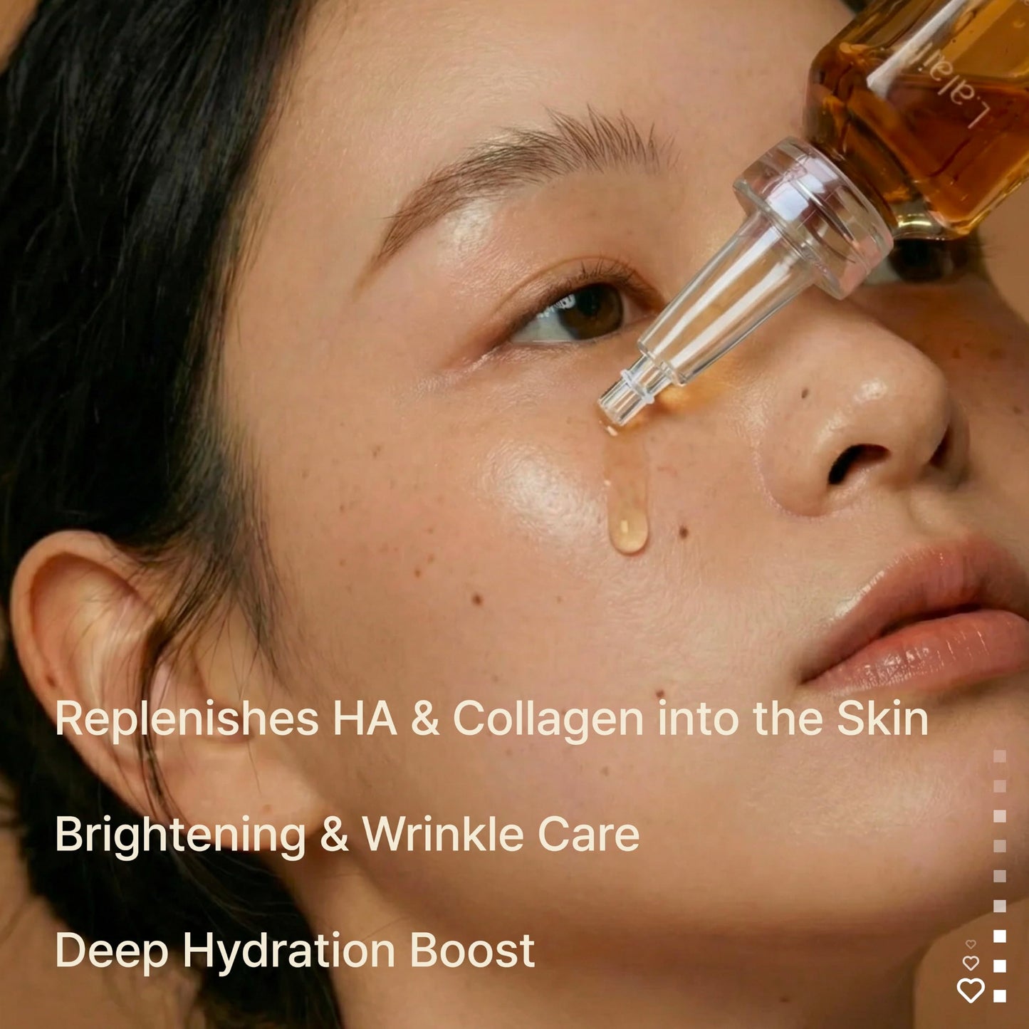 LALAIF Deep Hydration Ampoule, Fast Absorbing Collagen & Hyaluronic Acid Serum for Dry & Dehydrated Skin, Korean Skin Recovery Formula