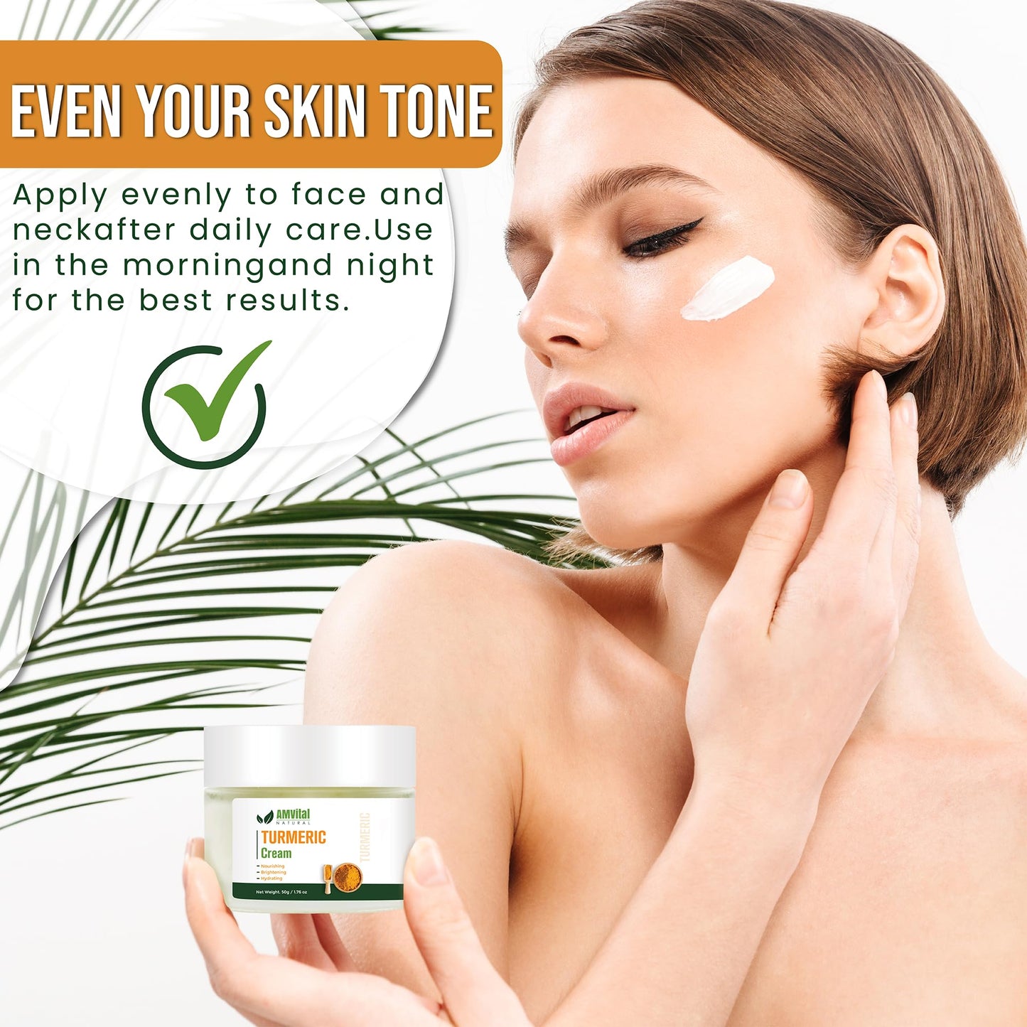 AMVital Turmeric Cream - Natural Cream for Face With Turmeric and Plant-Based Ingredients - Lightweight and Smooth Suitable for All Skin Types