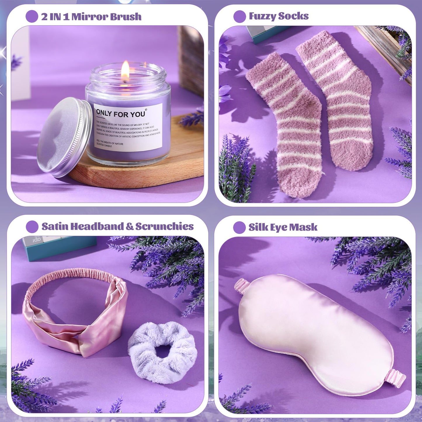 Nuogo 11 Pcs Birthday Gift for Women Mother Gifts Set Spa Gift Baskets for Women Get Well Care Package for Mom Her Wife Friend(Purple)