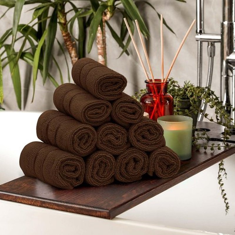 Utopia Towels - 216 Pack Viscose Luxury Wash Cloths Set (12 x 12 Inches) Cotton Ring Spun, Highly Absorbent and Soft Feel Essential Washcloths for Bathroom, Face Towel, Gym and Spa (Brown)