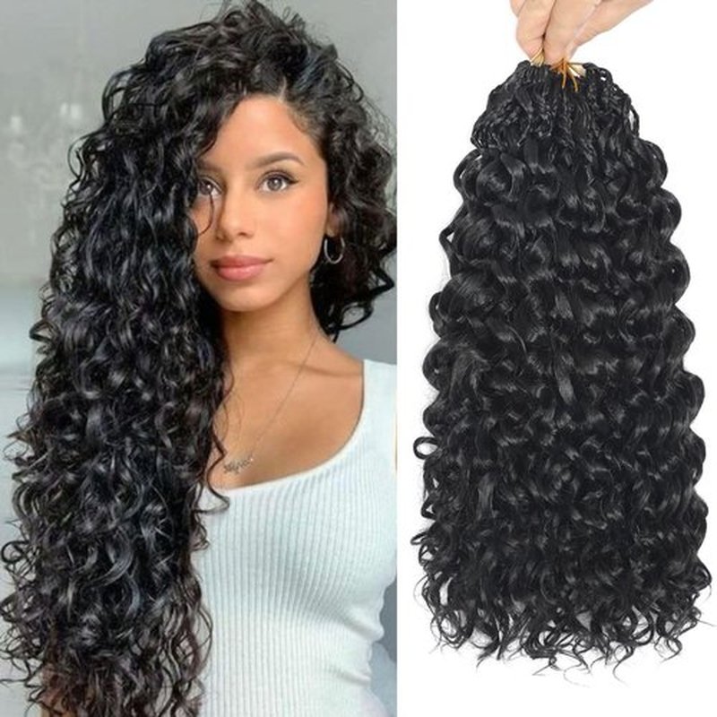 Gogo Curl Crochet Hair 18 Inch 8 Packs Pretwisted Curly Crochet Hair Pre looped Ocean Wave Crochet Hair Water Wave Deep Twist Crochet Synthetic Braiding Hair for Women Girl Kids (18 Inch 8 Packs 1B)