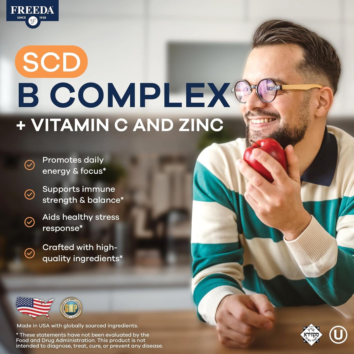 Vitamin B Complex with Vitamin C & Zinc - Stress Relief Formula, Methylfolate & Active B12 | Vegan, Kosher, 180 Capsules