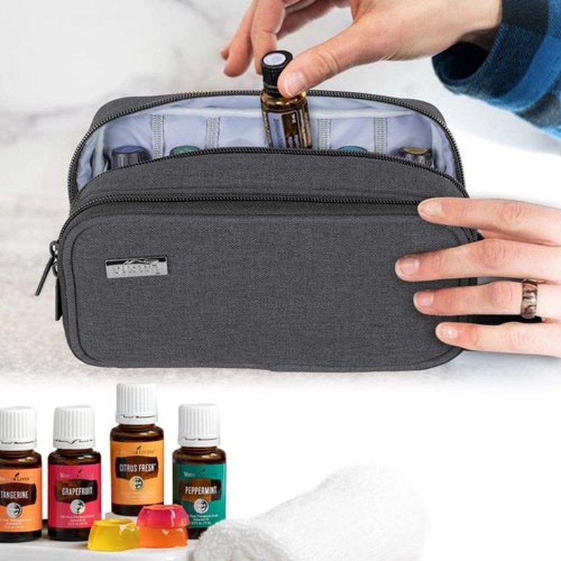 LUXJA Essential Oil Carrying Case - Holds 12 Bottles (5ml-15ml, Also Fits for Roller Bottles), Portable Double-Layer Organizer for Essential Oil and Accessories, Black
