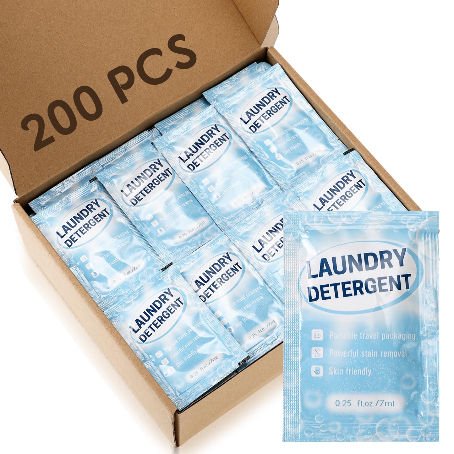 Leelosp 200 Pcs Travel Laundry Detergent Packets Individual 0.25 oz