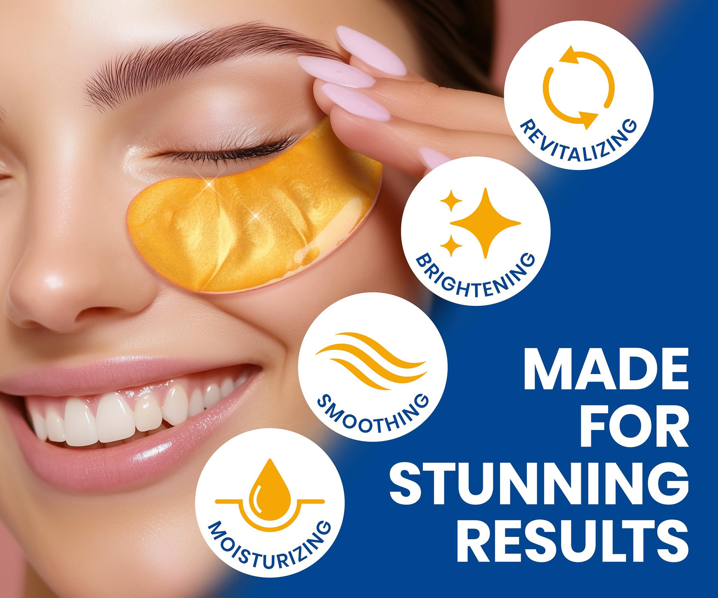 Stylia Under Eye Patches for Puffy Eyes and Dark Circles (20 Pairs) - 24k Gold Under Eye Mask with Vitamin C, Hyaluronic Acid, Pearl Extract - Eye Masks for Dark Circles and Puffiness