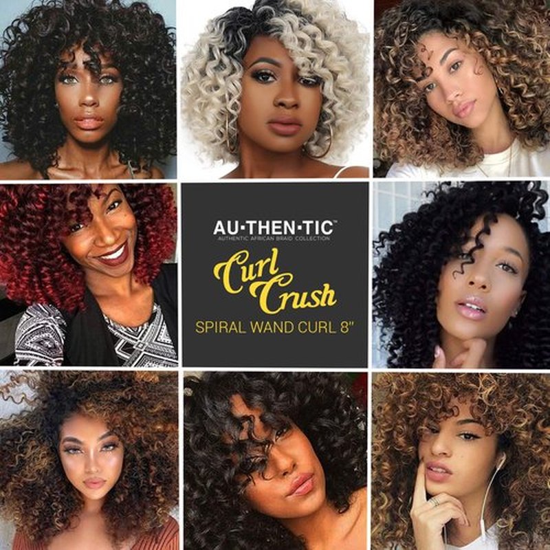 8 Bundle (4 Pack) 8 Inch AU-THEN-TIC 2X Spiral Wand Curl Crochet Braids Jamaican Bounce Curly for Black Women Syntheric Hair Extensions FreeKalon Fiber (4-Pack, 1B-Off Black)