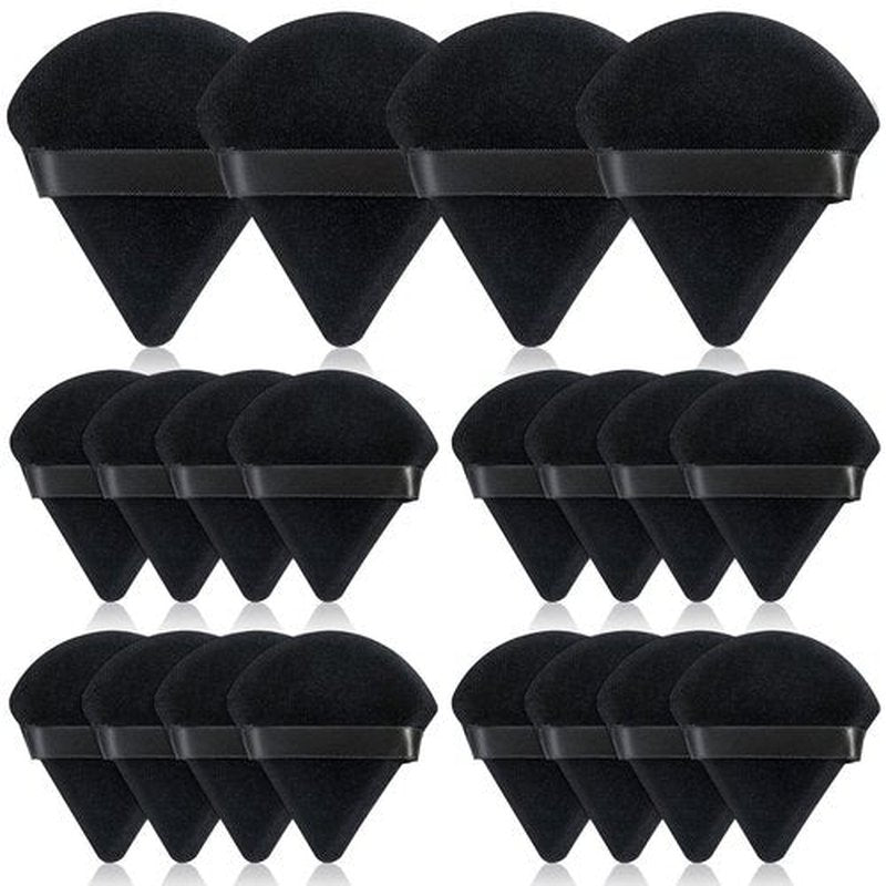Thrilez 20pcs Triangle Powder Puff, Loose Powder Puffs Makeup Puff for Face Powder, Setting Powder Puff for Make Up, Face Puff Pads for Press Powder, Sponge Powder Applicator for Face and Eye (Black)