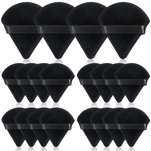 Thrilez 20pcs Triangle Powder Puff, Loose Powder Puffs Makeup Puff for Face Powder, Setting Powder Puff for Make Up, Face Puff Pads for Press Powder, Sponge Powder Applicator for Face and Eye (Black)
