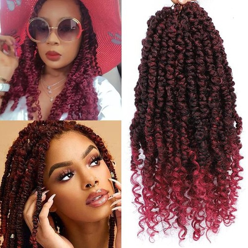 Passion Twist Crochet Hair,10 Inch 9 Packs Ombre Red Pretwisted Passion Twist Hair, Soft Pre Looped Crochet Hair For Women，Short Curly Crochet Twists Braids(10",Tburgundy#)