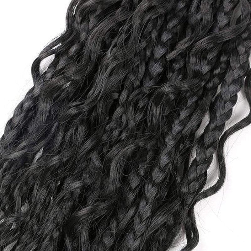 LMZIM 14 Inch Goddess Box Braids Crochet Hair Bohomian Crochet Box Braids Curly Ends 8 Pack 3X Crochet Braids Synthetic Braiding Hair Extension Black (14inch, 1