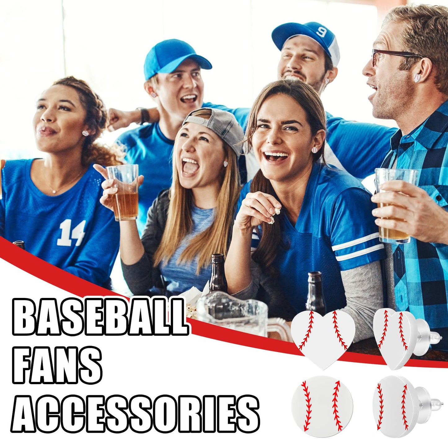 Quelay 24 Set Sports Earrings for Women Senior Night 2026 Graduation Baseball Softball Team Gifts Bulk Stud Earring with Card(Baseball)