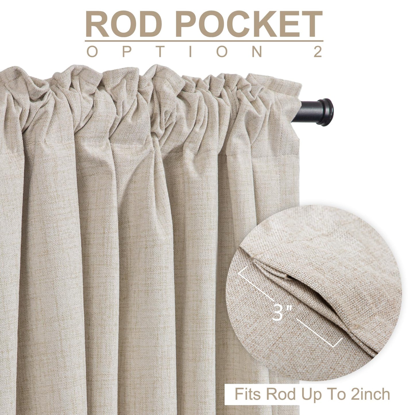 100% Blackout Shield Blackout Curtains for Bedroom 84 Inches Long, Back Tab/Rod Pocket Living Room Drapes, Thermal Insulated Blackout Curtains 2 Panels Set, 50" W x 84" L, Cream