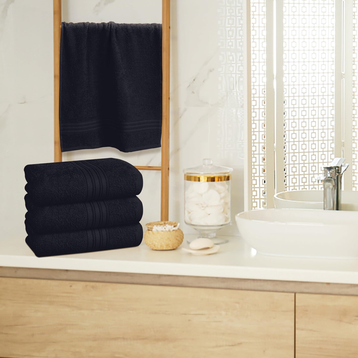 BOUTIQUO Ultra Soft Cotton 6 -Piece Hand Towel Set 16x24 Inch, Ideal for use in Bathroom, Kitchen, Gym, Spa & General Cleaning, Compact & Lightweight Multi Purpose Hand Towels - Jade