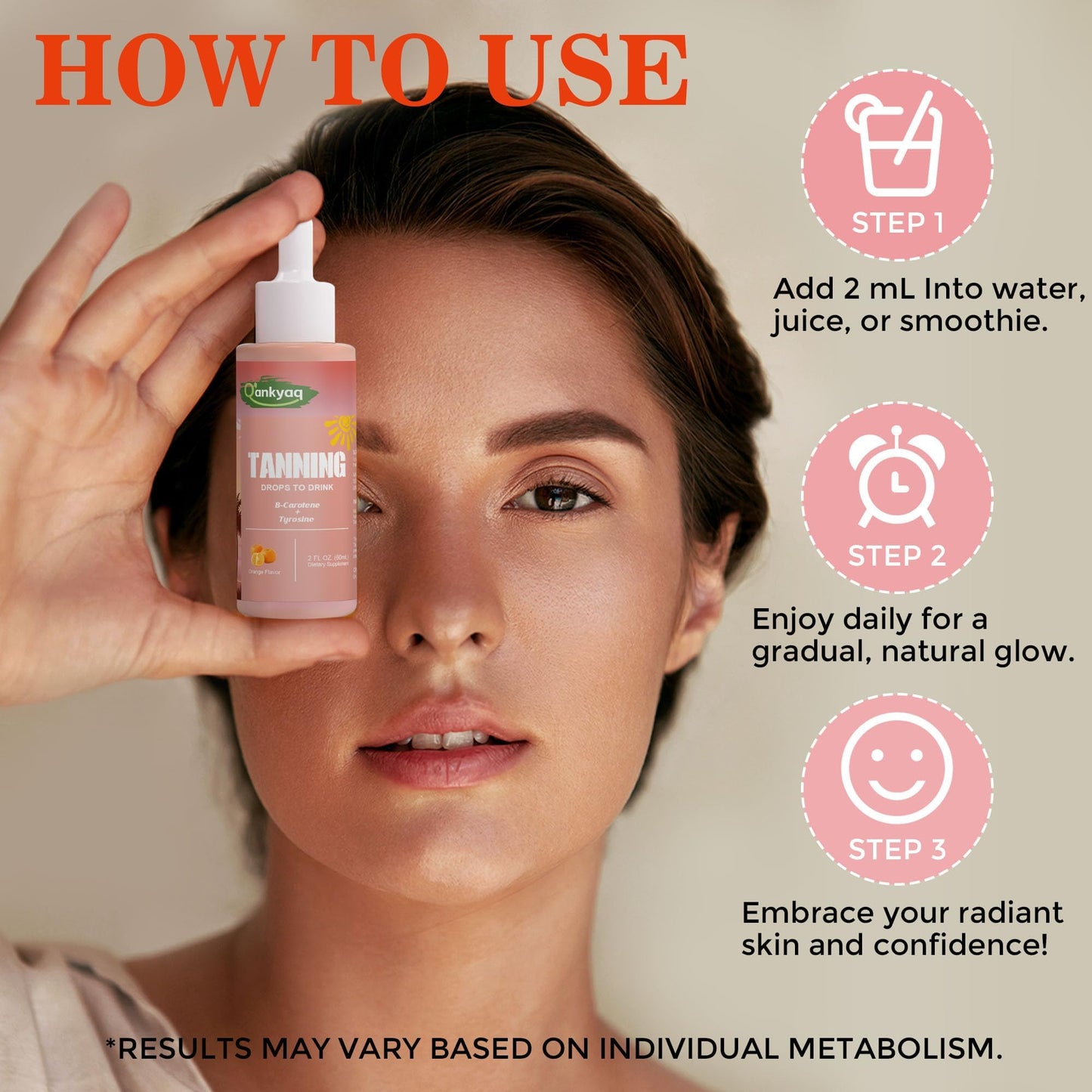 Tanning Drops to Drink, Sunless Tanning Drops for Face & Body, Bronzing & Glowing Skin Tone, Self Tanning for All Skin Types (50ML), Vegan, Sugar-Free