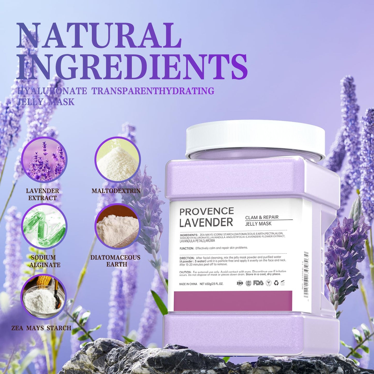Truvenum Jelly Mask Powder for Facials,Lavender Jelly Mask Powder Hydrating, Brightening & Nourishing Face Mask Skin Care,Peel Off Jelly Masks for DIY Spa 23 Fl Oz
