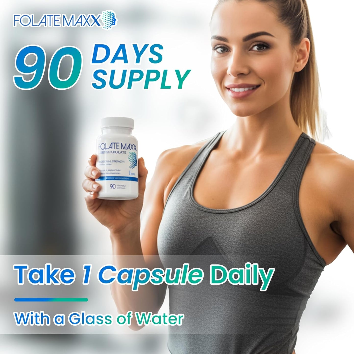 L-Methylfolate Supplement 1mg - Professional Strength Methylfolate | Non-GMO, Gluten-Free, 180 Veg Capsules