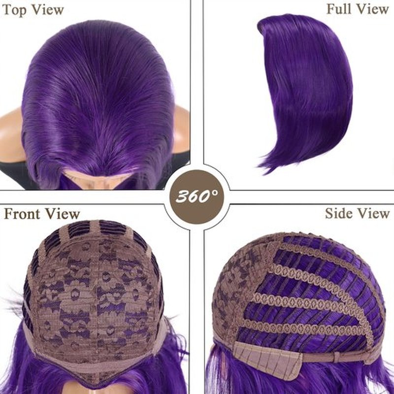 GNIMEGIL Purple Wig Cosplay Short Bob Wig Straight Hair, Halloween Costume Wigs for Women