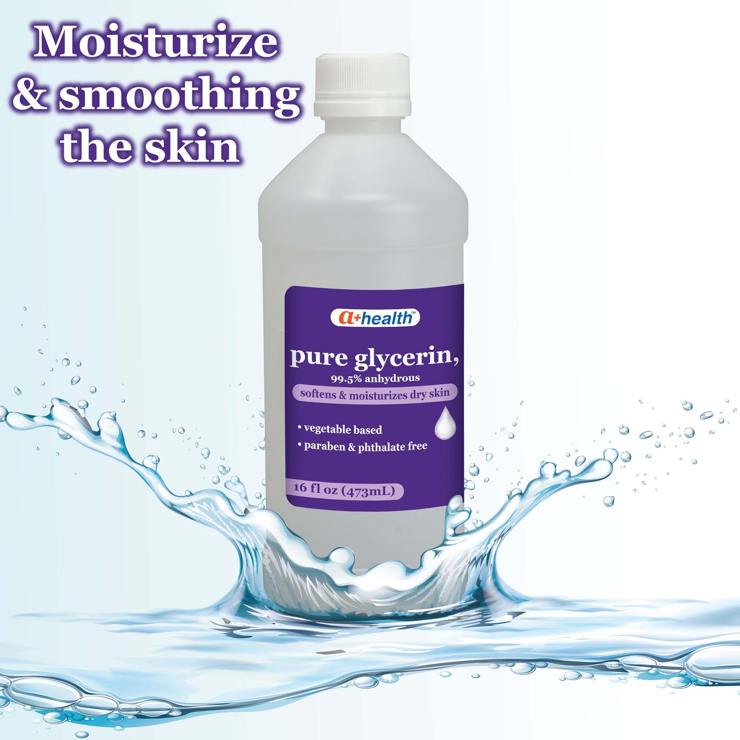A+Health Pure Glycerin, 16 Fl Ounces, Softens and Moisturizes Dry Skin