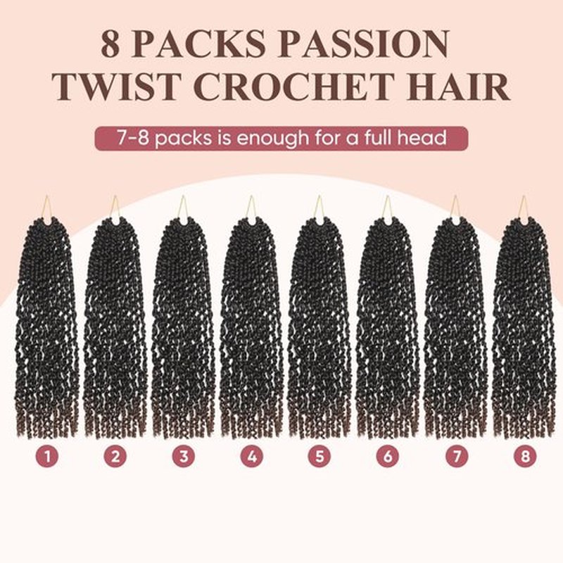 16 Inch Passion Twist Crochet Hair 8 Packs Passion Twist Hair Pre looped Water Wave Crochet Hair Extensions Pre Twisted Braids Hair for Women