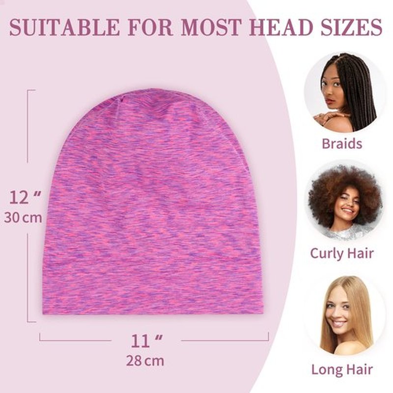 LULUSILK Mulberry Silk Bonnet for Sleeping Women, Real Silk Sleep Cap for Curly Hair and Braids, Pure Silk Head Wrap with Scrunchies, Hot Pink