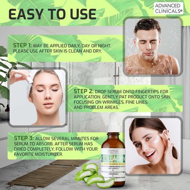 Advanced Clinicals Collagen Facial Serum + Turmeric Oil Face Serum Skin Care Set, Skin Plumping Anti Aging Serums For Face Help Brighten Skin Complexion, Fight Fine Lines, & Wrinkles, 2-Pack Bundle