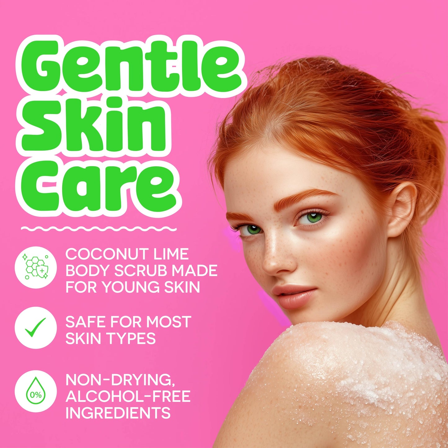 BeYoutiful Coconut Lime Body Sugar Scrub for Kids & Teens, Vitamin E, 16 oz